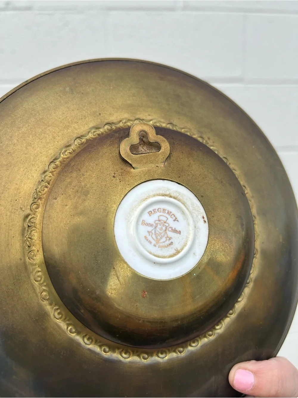 Vintage Regency Brass decorative wall plate from England, wall art decor
